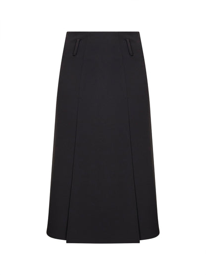 Black Jersey Paneled Midi Skirt