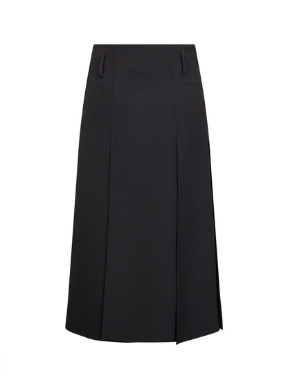Black Jersey Paneled Midi Skirt