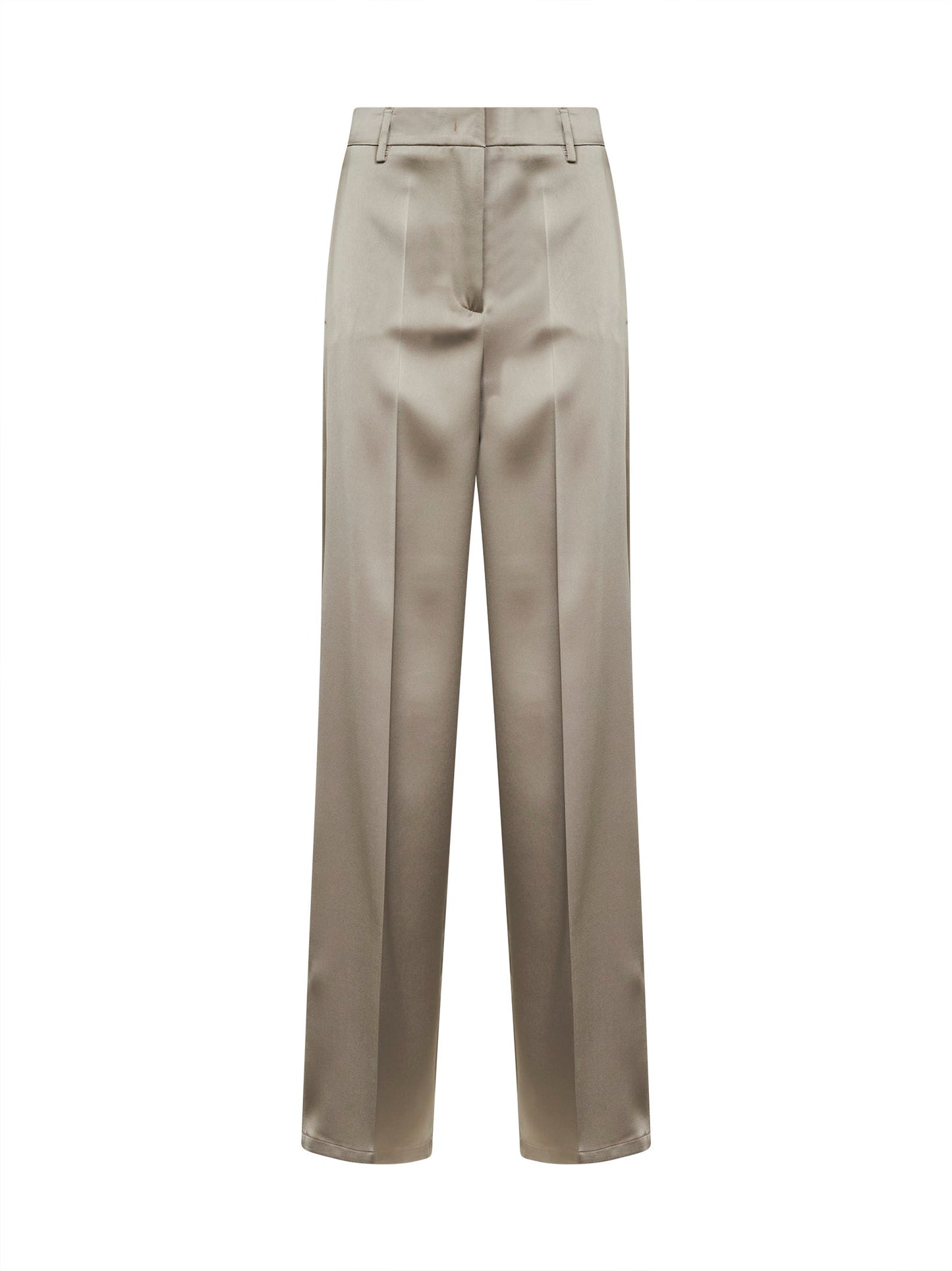 Chalk Satin Straight Trousers