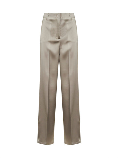 Chalk Satin Straight Trousers