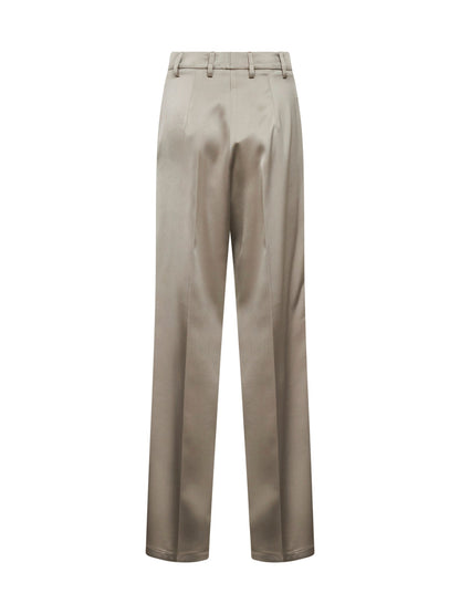 Chalk Satin Straight Trousers