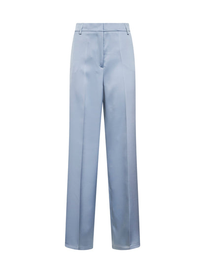 Powder Blue Satin Straight Trousers