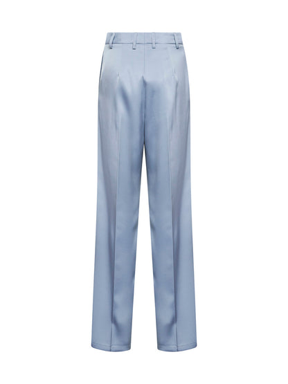 Powder Blue Satin Straight Trousers