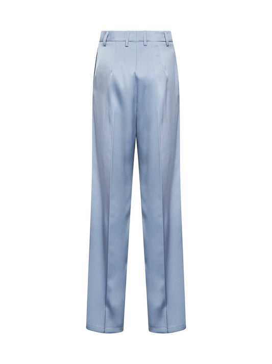Powder Blue Satin Straight Trousers