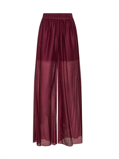 Burgundy Voile Prizzi Wide-Leg Trousers