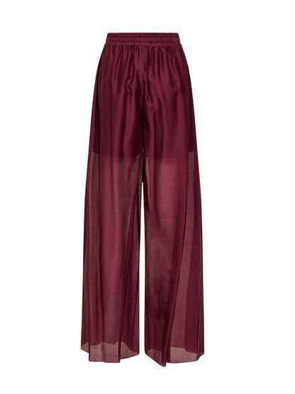 Burgundy Voile Prizzi Wide-Leg Trousers