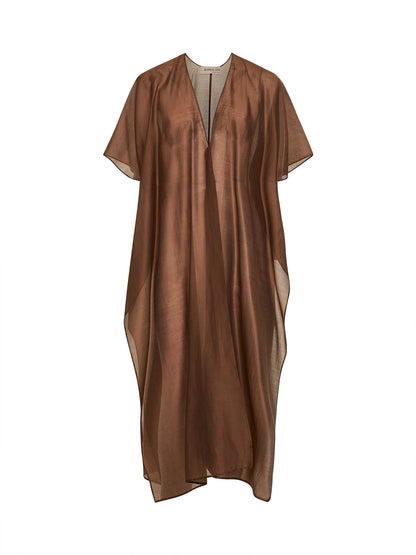 Chocolate Voile Sdelfa Caftan Blouse