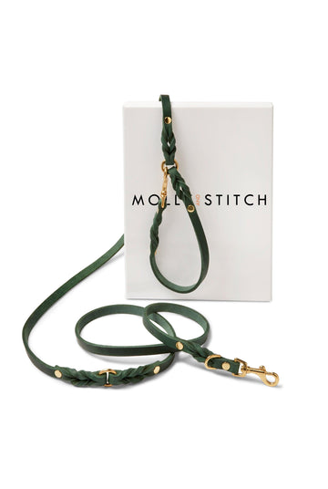 Butter Leather 3x Adjustable Dog Leash - Forest Green by Molly And Stitch US - Ladiesse