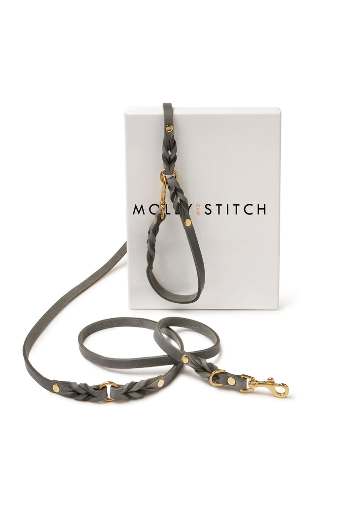 Butter Leather 3x Adjustable Dog Leash - Timeless Grey by Molly And Stitch US - Ladiesse
