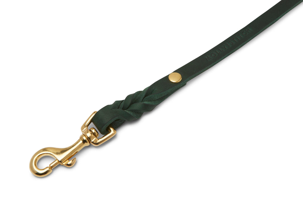 Butter Leather City Dog Leash - Forest Green by Molly And Stitch US - Ladiesse
