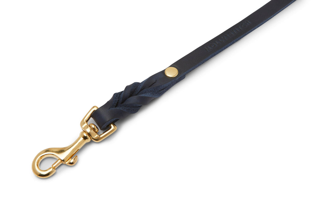 Butter Leather City Dog Leash - Navy Blue by Molly And Stitch US - Ladiesse