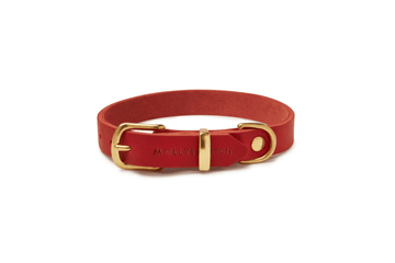 Butter Leather Dog Collar - Chili Red by Molly And Stitch US - Ladiesse