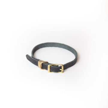 Leather Dog Collar Milled Black by Sturdy Brothers - Ladiesse