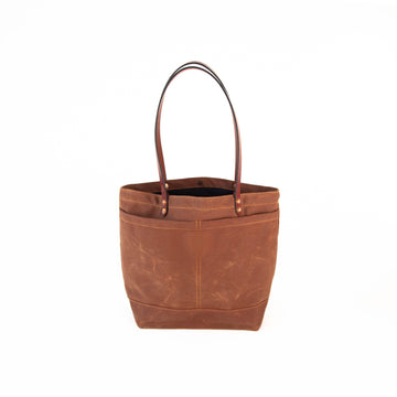 The New Craft Tote in Waxed Canvas and Leather - Brush Brown by Sturdy Brothers - Ladiesse
