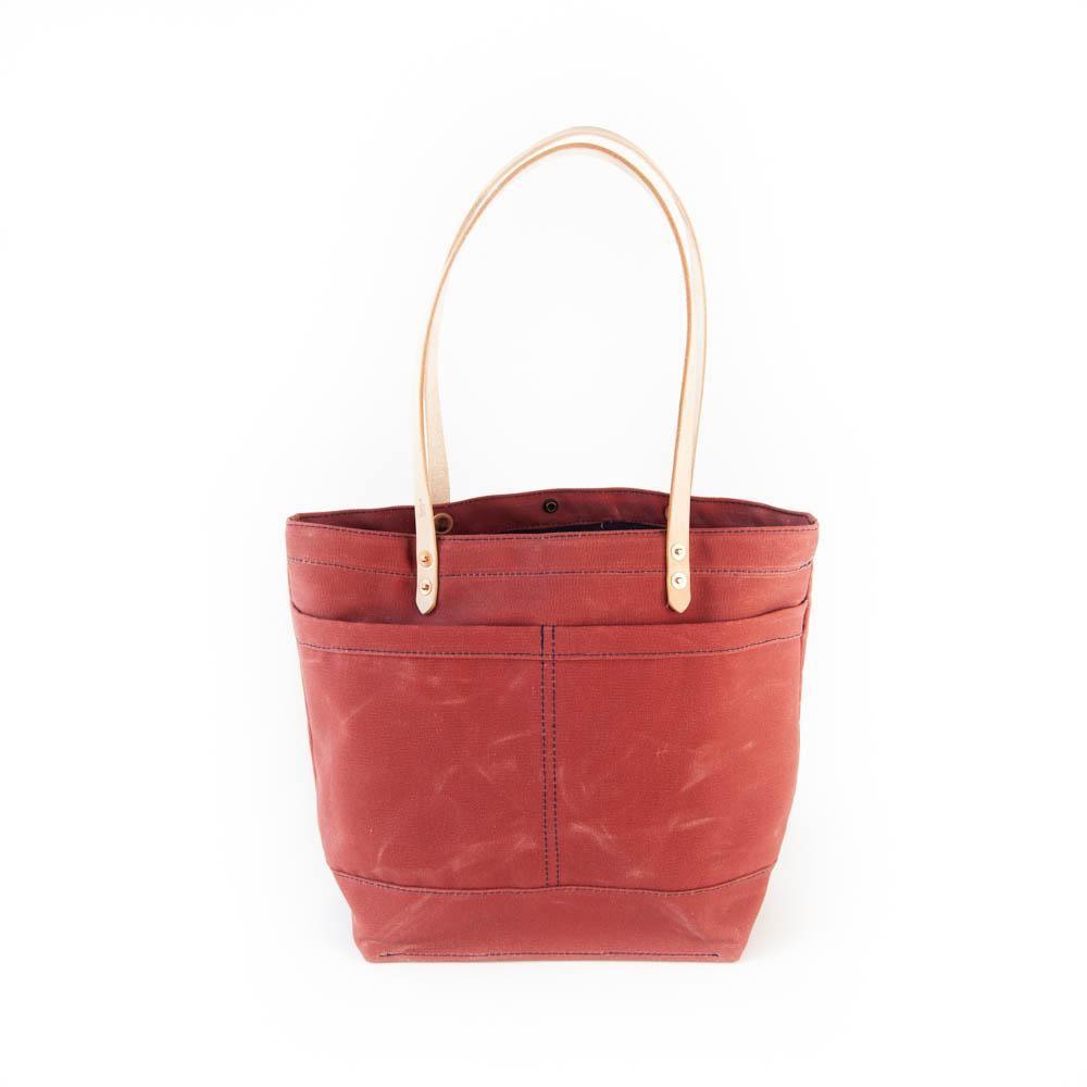 The New Craft Tote in Waxed Canvas and Leather - Nautical Red by Sturdy Brothers - Ladiesse