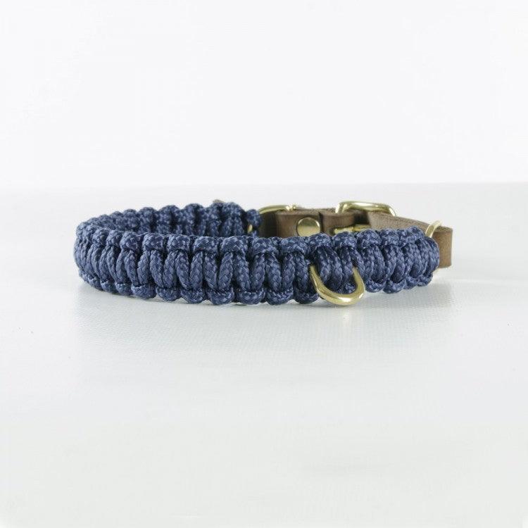 Touch of Leather Dog Collar - Navy by Molly And Stitch US - Ladiesse