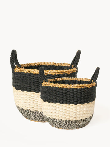 Ula Stripe Basket - Black by KORISSA - Ladiesse